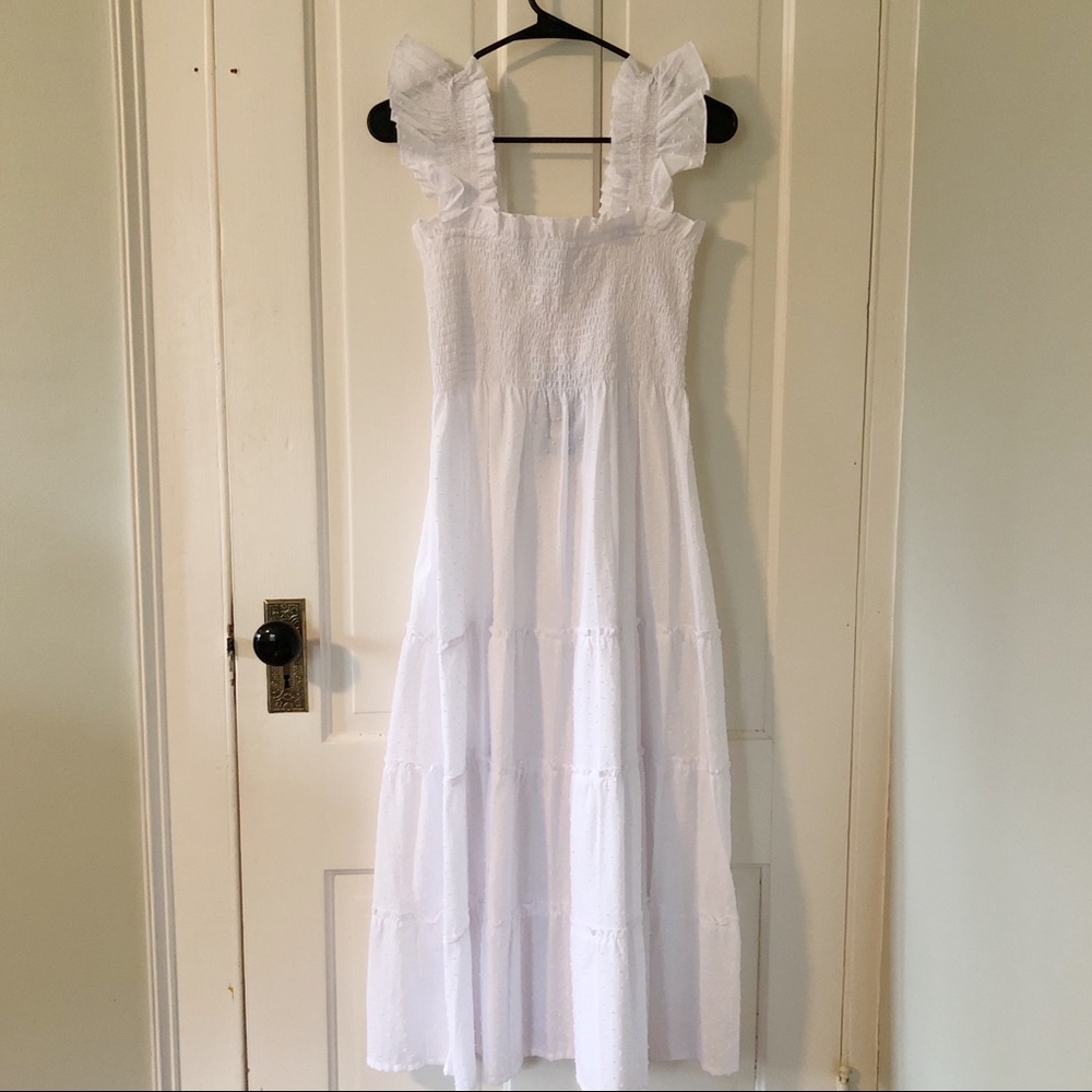 Hill House Home Ellie Nap Dress, Size Medium, in White Swiss Dot NWT
